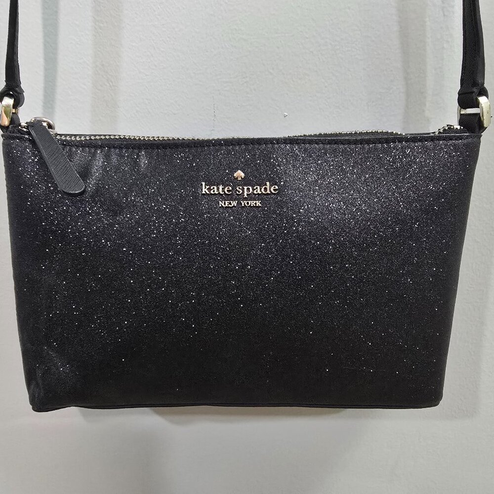 Kate Spade New York Joeley Small Black Glitter Crossbody Handbag